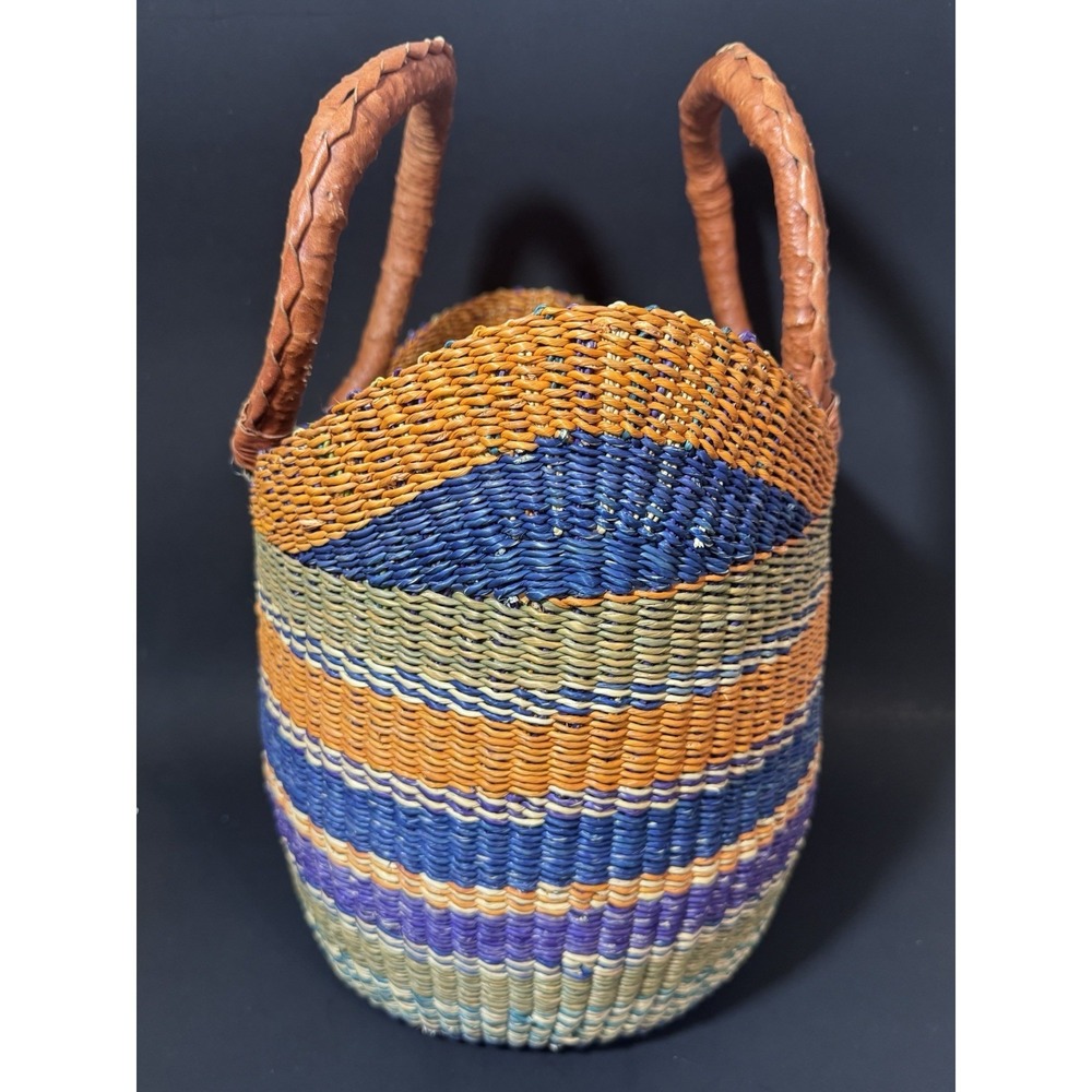African Bolga Basket U Shopper Tote Basket - Picture 3 of 16